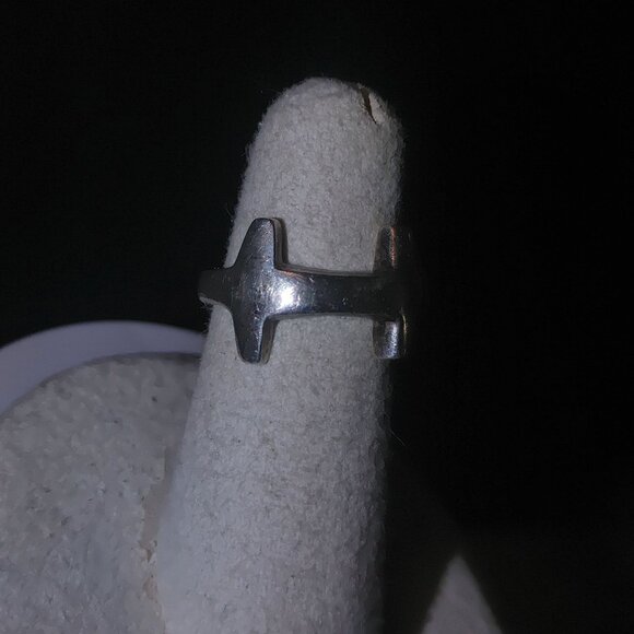 Cross Ring Size 5 Sterling Silver 925 Taxco Mexico Modernist Brutalist Mexican - Picture 12 of 13